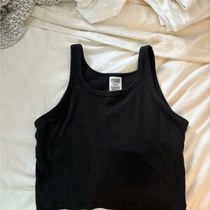 PINK Victoria's Secret Black Crop Fitted Tank Top